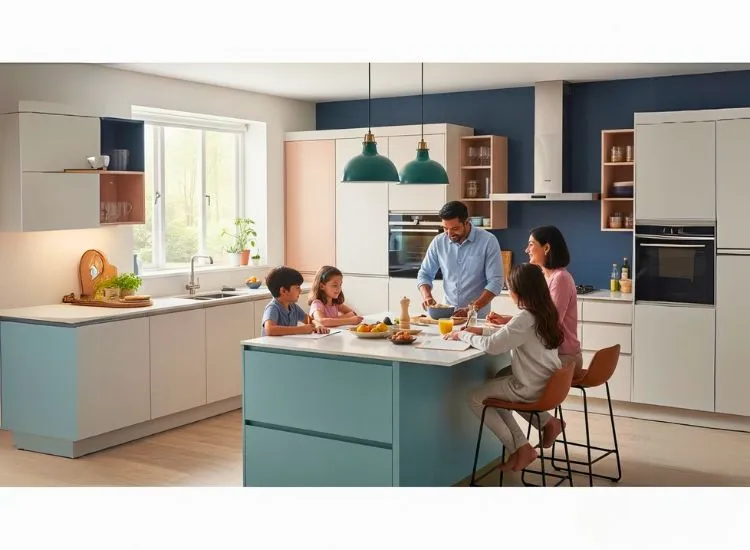 Trends and Tips for a Perfect Look Stylish modular kitchen showcasing a trendy kitchen colour combination that blends aesthetics and functionality for a modern, elegant cooking space.
