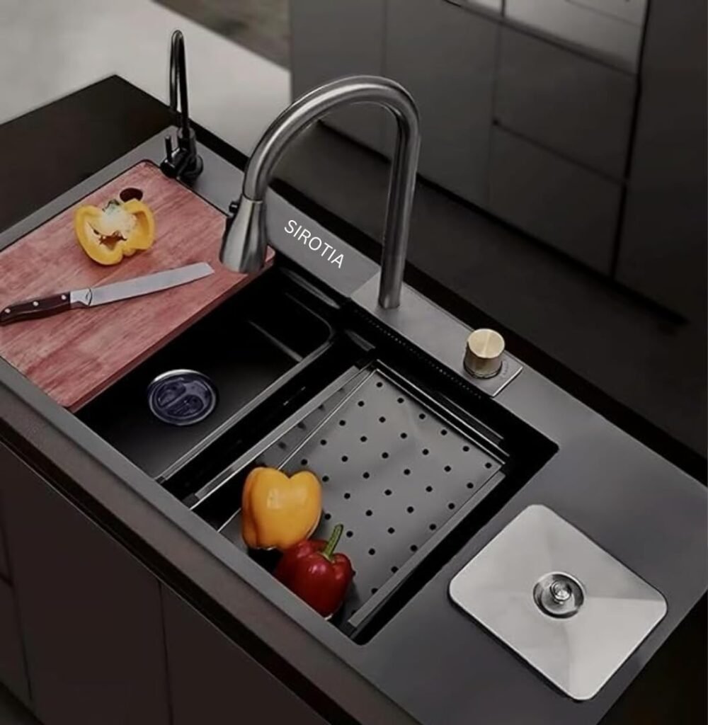 SIROTIA Premium 304 Grade 37" x 18" x 10" Waterfall Kitchen Sink Single Bowl