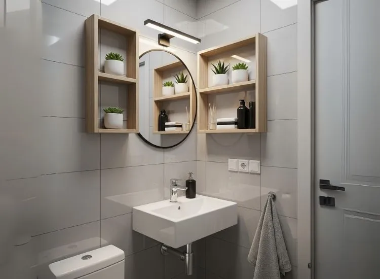 Bathroom Inspiration Optimize Corner Small bathroom design featuring smart corner fixture placement to maximize space and enhance modern bathroom design ideas.