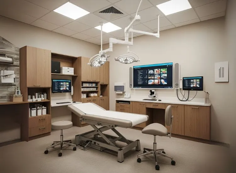 Clinic Designs That Embrace Smart Lighting Sensor Clinic designs integrating smart lighting sensors and touchless technology—modern clinic interior design ideas for hygiene and efficiency.