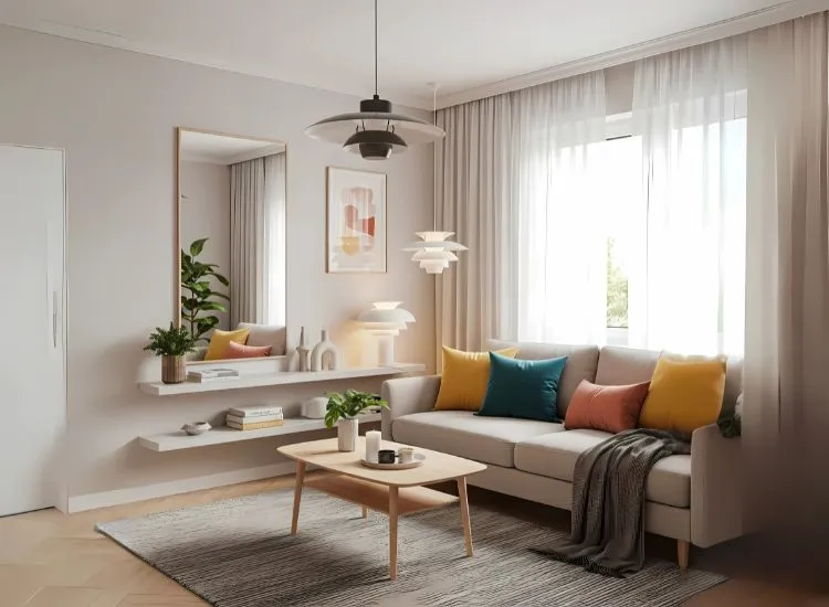 Neutral Palettes and Pops of Color in Studio Studio apartment interior ideas featuring neutral palettes with pops of color — stylish studio apartment decorating ideas for modern flat living.