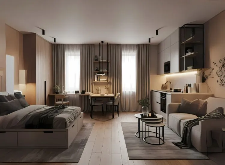 Professional Studio Apartment Ideas Professional studio apartment floor plan with smooth layout flow — perfect for studio apartment interior ideas and smart room planning.