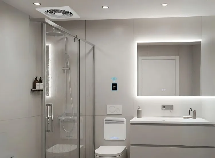 Small Bathroom with Exhaust Fan and Built In Dehumidifier Small Bathroom with Exhaust Fan and Built In Dehumidifier