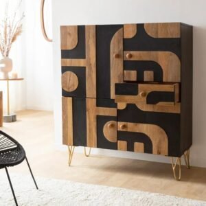 The Attic Abstract Sideboard|Multipurpose Cabinet for Kitchen and Living Room Storage