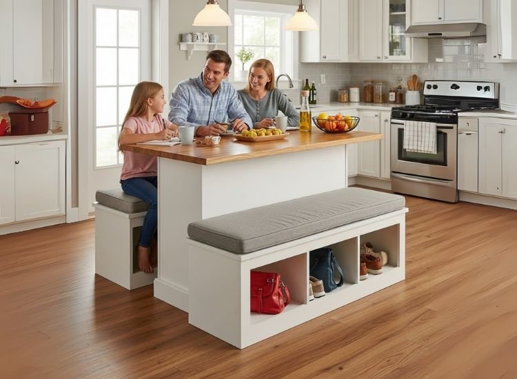Idea 13 Bench Island for Family of 3 Idea 13 Bench Island for Family of 3