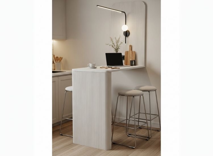 Idea 16 Tall Bar Style Island Tall bar-style island showcasing vertical small kitchen island design with space-saving kitchen island ideas for small kitchens.