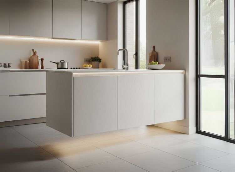 Idea 24 Floating Island with Hidden Lighting Floating island with hidden lighting showcasing minimal and luxurious small kitchen island design with innovative kitchen island ideas for small kitchens